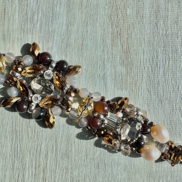Vintage Bracelet Pearl Crystals Rhinestones Beadwork Silvertone - Picture 5 of 8
